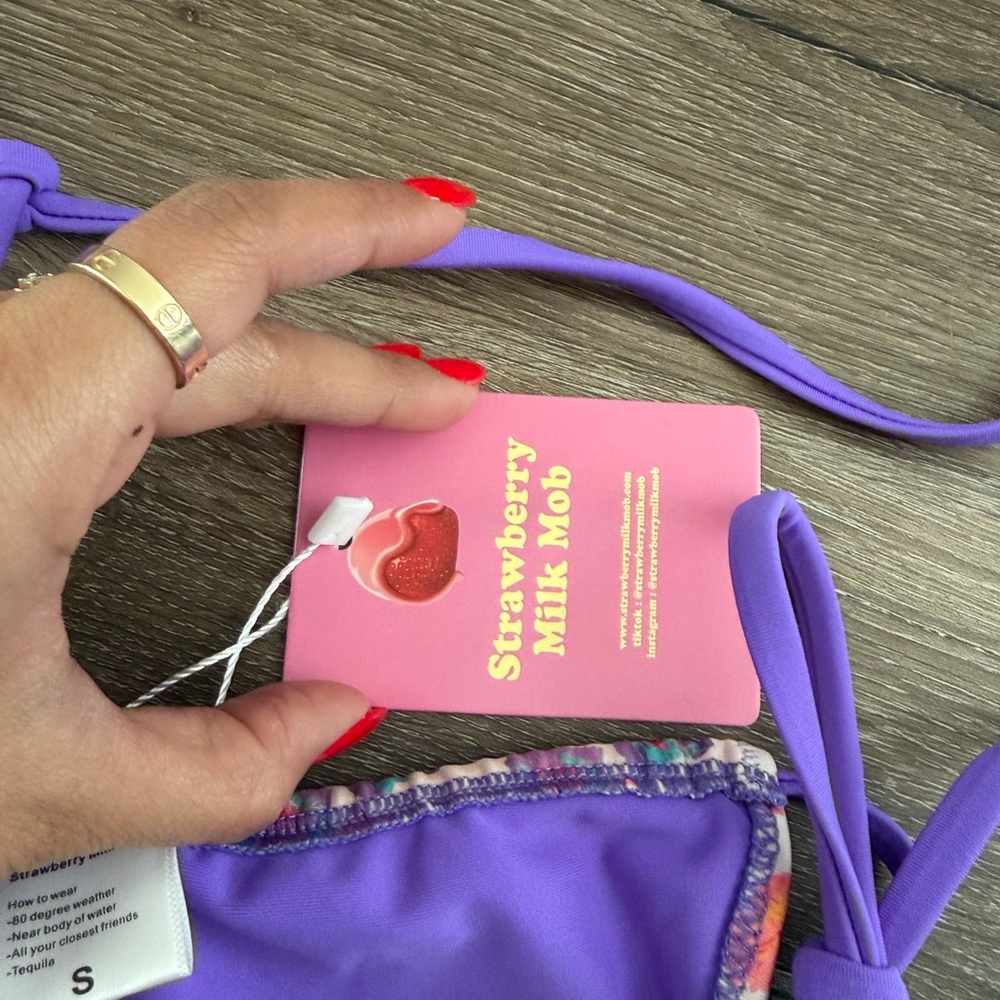 Strawberry Milk Mob Purple Floral Bikini - Picture 3 of 5